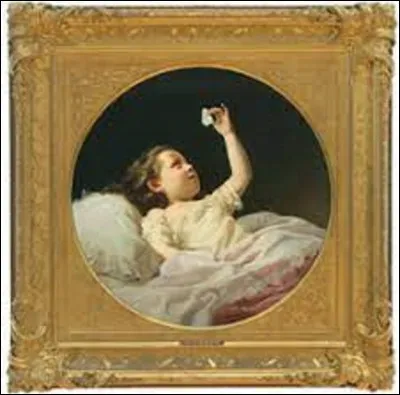 Exécuté en 1860, quel réaliste italien a peint ce tableau nommé ''Petite Fille en lit bébé avec papillon'' ?