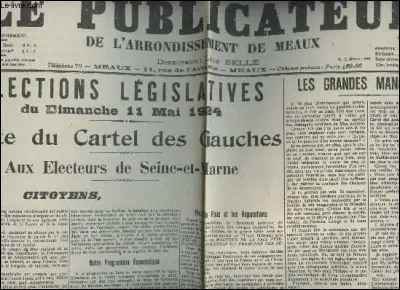 Il démissionne de sa fonction présidentielle le 11 juin 1924, après la victoire du cartel des gauches aux élections législatives le 11 mai : c'est ...
