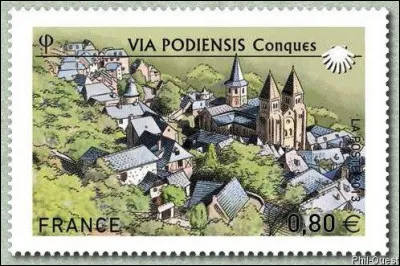 L'abbaye de Conques - ce que nous dit le timbre - est située sur la "Via Podiensis" du chemin de Saint-Jacques : qu'est-ce à dire ?