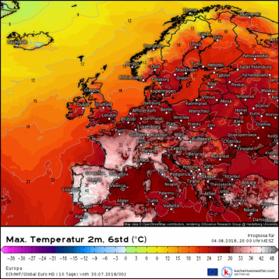 En été 2021, quel a été le record de température en Europe ?
