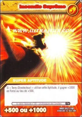 Quelle aptitude est lance par Terry dans l'pisode 55 (le dinosaure des Carabes)