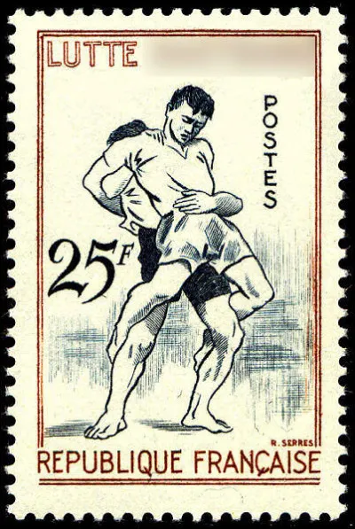 Quel est ce type de lutte honoré par ce timbre de 1958 ?