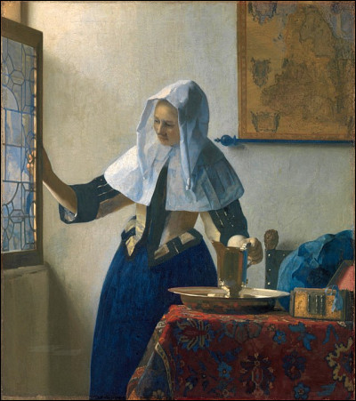 Quel peintre hollandais du XVIIe a réalisé "Jeune femme à l'aiguière" ?
