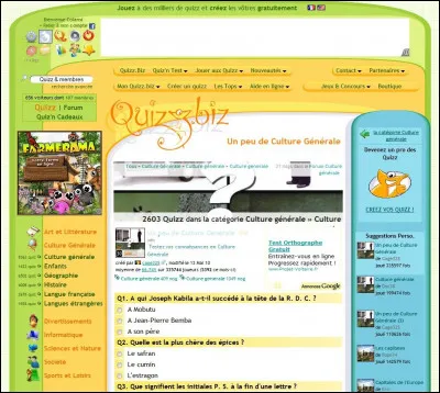 Que fais-tu généralement sur Quizz.biz ?