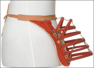 Quel est le nom de l'armature métallique ou coussin capitonné placés sous la jupe, au-dessus des fesses, comparables au pouf utilisé à partir de 1875 ?