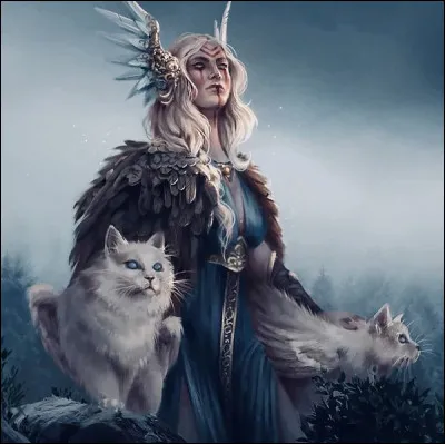 Le char de Freyja est tiré par deux gros chats. Quelle est la couleur de leur pelage ?