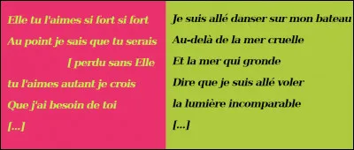 Sur la même mélodie, voici ce que donne "l'adaptation" (à gauche) d'une chanson portugaise traditionnelle (traduite, à droite) : on se demande comment Hélène ... [Complétez !]