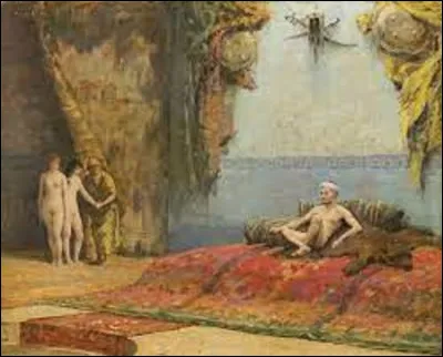 Quel peintre, est l'auteur de cette huile sur toile intitulée ''Les Odalisques au Sultan'', en 1881 ?