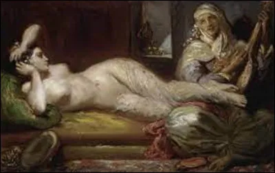 Huile sur panneau dont je n'ai pas la date exacte d'exécution, ''Odalisque couchée'' est un tableau d'un orientaliste et romantique qui se nomme :