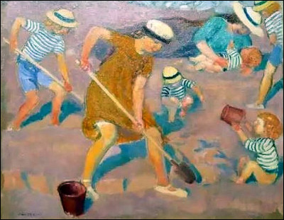 Qui a représenté "Les Enfants jouant sur la plage de Trégastel" ?