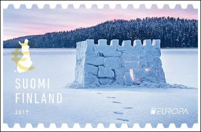 Finlande > Le graphiste ne parvenant pas à trouver le château qui lui convenait... a construit le sien ! Quelle matière a-t-il utilisé ?