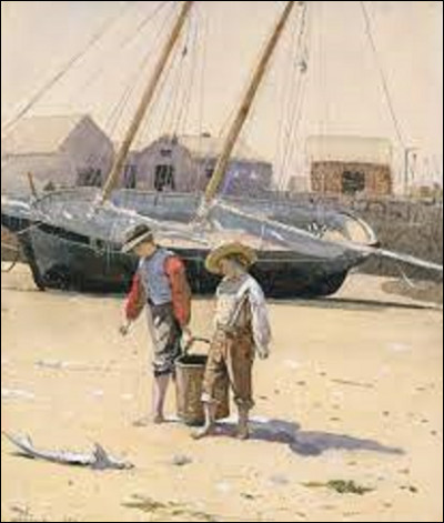 Aquarelle réalisée en 1873, ''Un panier de palourdes'' est une toile exécutée par un réaliste américain. De ces trois peintres de ce mouvement, lequel a dépeint cette scène ?