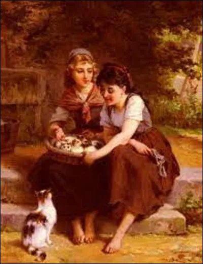 Quel académique a immortalisé cette scène intitulée ''Deux Filles avec un panier de chatons'' ? (Je n'ai pas la date exacte de sa composition).