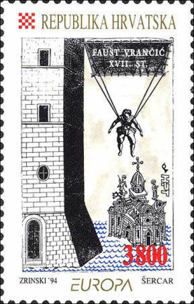 Croatie > Faust Vrančić, collègue de Keppler et Brahe, a publié des dizaines de planches et de dessins techniques reproduites jusqu'en Chine. Qu'a-t-il inventé, visible sur ce timbre ?