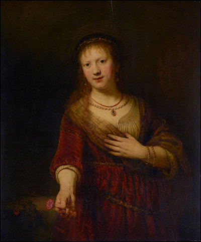 Quel peintre hollandais du XVIIe a réalisé "Saskia tenant une rose" ?