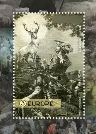 Belgique > La rencontre avec un cerf portant un crucifix entre ses bois a fait qu[...] a tourné sa vie - non vers les transports - mais vers Dieu. Il est le patron de la chasse, des archers et des [...] !