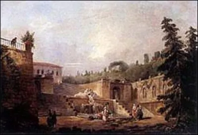 Vers 1750, quel préromantique a peint ce tableau appelé ''Fontaine sur la terrasse d'un palais'' ?