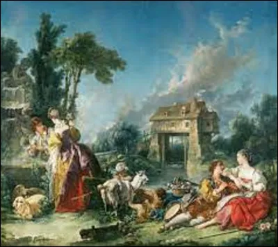 Huile sur toile réalisée en 1748, ''La Fontaine d'amour'' est un tableau d'un rococo. Lequel de ces trois membres appartenant à ce mouvement, a peint cette scène ?