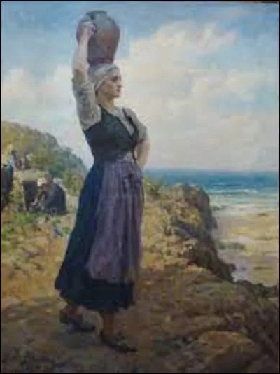 Exécuté en 1892, ''À la Fontaine'' est une huile sur toile réalisée par un réaliste qui se nomme :