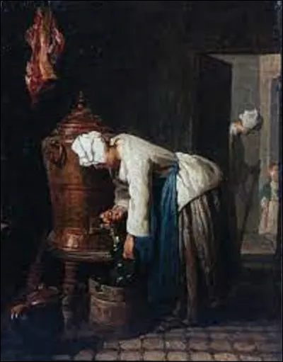 Entre 1733 et 1739, quel peintre de genre a réalisé ce tableau intitulé ''Femme tirant de l'eau à la fontaine'' ?
