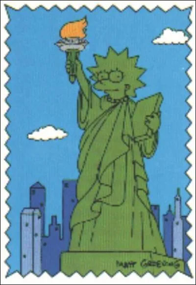 Qui parodie la statue de la libert ici ?
