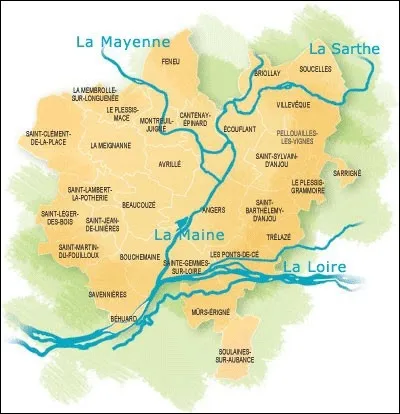 La Maine (affluent de la Loire) borde la ville d'Angers.