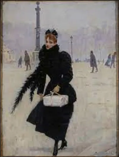 Et nous terminons ce quiz avec deux questions concernant la plus belle ville du monde, Paris.
Quel peintre, surtout connu pour ses scènes de genre, a exécuté cette huile sur toile intitulée ''Parisienne sur la place de la Concorde'', vers 1885 ?