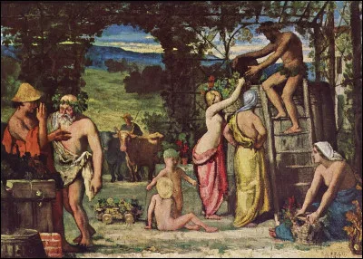 Qui a représenté cette scène sous la treille durant "Les vendanges à Hautain" ?