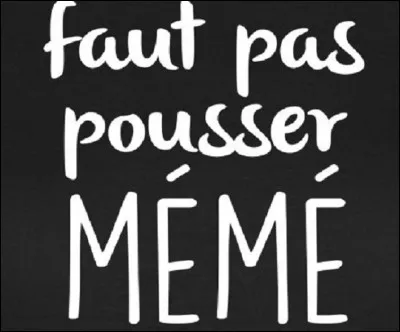 Selon l'expression, dans quoi ne faut-il pas pousser mémé ?