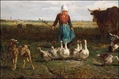 Huile sur toile exécutée par un membre de l'école de Barbizon, ''Le Pâturage à la gardeuse d'oies'', est une peinture de 1864. De ces trois peintres de ce mouvement, lequel a dépeint cette scène ?