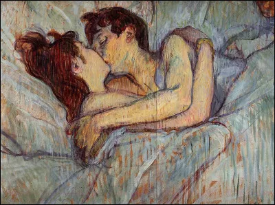 Quel peintre est l'auteur de la toile "Le baiser, au lit" ?