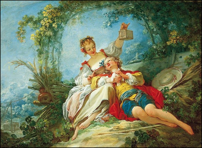 Quel peintre français du XVIIIe a réalisé "Les Amants heureux" ?