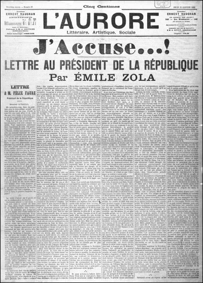 Qui a écrit l'article "J'accuse" en 1898 ?