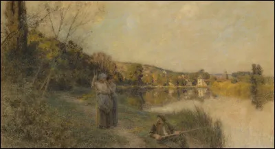 Qui a peint " Fin de journée, soleil couchant, pêcheur" ?