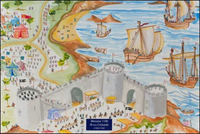 Philippe Auguste et Richard Cur de Lion partirent enfin en Terre sainte. Ils se rejoignirent à Messine, en Sicile en septembre 1190. 
Quel problème eurent-ils sur place, avant de reprendre leurs routes, une fois l'hiver passé ?