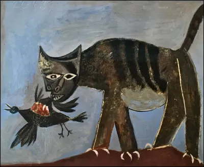 Qui est le peintre de cette uvre intitulée "Chat saisissant un oiseau" ?