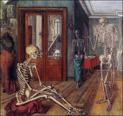 Quel peintre belge est l'auteur de cette œuvre intitulée ''Grands squelettes'' ?