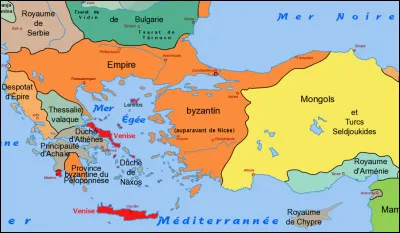 La quatrième croisade s'acheva après la prise de Constantinople. Après la disparition de l'Empire byzantin, les fiefs furent distribués aux seigneurs francs, non sans querelles et pillages entre eux. Quel territoire ne fut pas créé par les Croisés après la quatrième croisade ?
