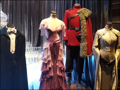 Nous continuons le chemin et nous arrivons finalement devant les costumes qui ont été utilisés dans "Harry Potter et la Coupe de feu".
À qui appartient la robe blanche à droite ?