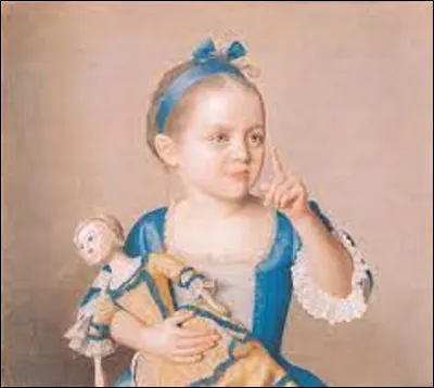 Vers 1775, quel portraitiste a réalisé ce pastel intitulé ''Mlle ... jouant avec sa poupée'' ?