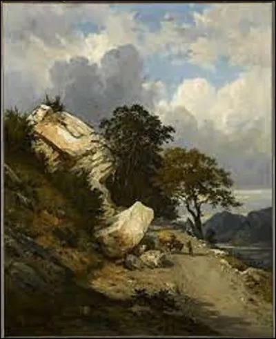 Isère : 
Quel peintre de style troubadour a réalisé ce tableau nommé ''Chemin dans les rochers à Sassenage'' ?