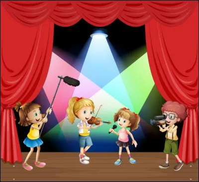 Trois enfants jouent de la musique sur [...ène].