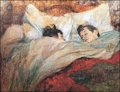 Qui a réalisé la toile "Au lit" ?