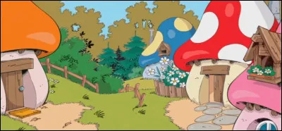 Puis, ne sachant plus quoi faire, tu marches dans la forêt jusqu'à ce que tu trouves un village avec des maisons étranges en forme de champignons.