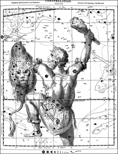 Orion, constellation visible tout l'hiver, est reconnaissable à sa ceinture d'étoiles . Mais quelle arme n'est pas représentée dans le ciel ?