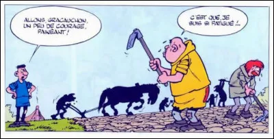 Beaucoup moins fréquent que la souris de nos jours, nombre de nos ancêtres ont dû néanmoins souvent manier cet outil ! (tenu par le personnage central)