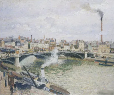 Quel peintre est l'auteur du tableau "Les ponts Boieldieu à Rouen, matin, temps mouillé" ?