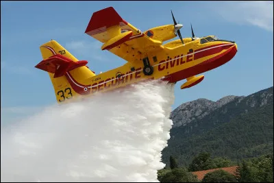 Un canadair est un avion contenant une très grande quantité d'eau pour éteindre une surface très importante en feu :