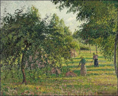 Qui a réalisé "Pommiers et faneuses, Éragny" ?