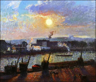 Quel peintre est l'auteur de la toile "Coucher de soleil au port de Rouen" ?